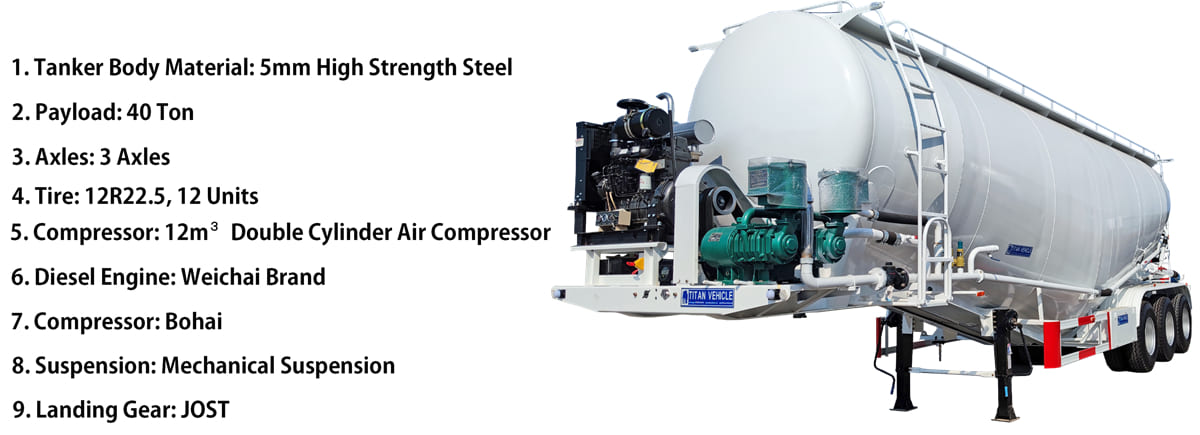 30-50cbm Cement Tanker For Sale Capacity&Dimensions&Spec