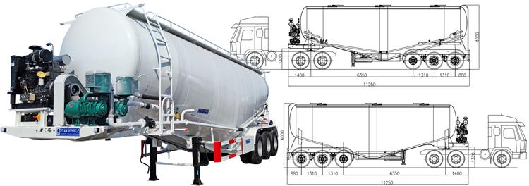 60 Ton Pneumatic Dry Bulk Tank Trailers in Costa Rica Caldera