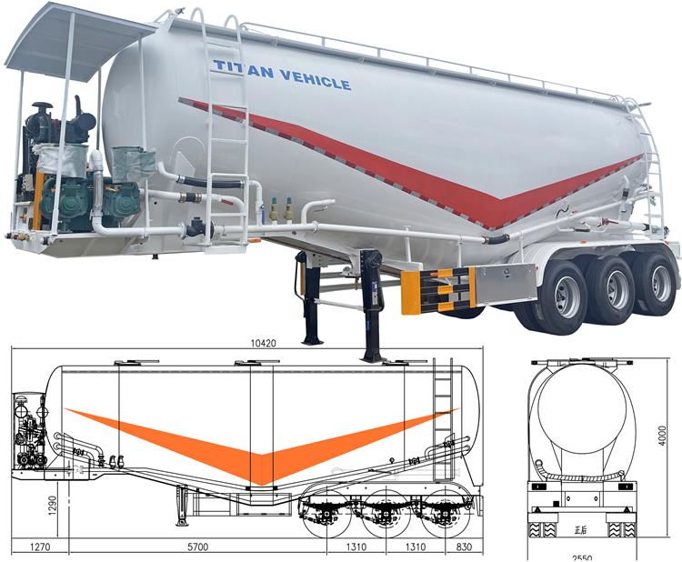 42CBM Bulk Powder Tanker Trailer In Costa Rica | Cement Powder Truck Trailer for Sale
